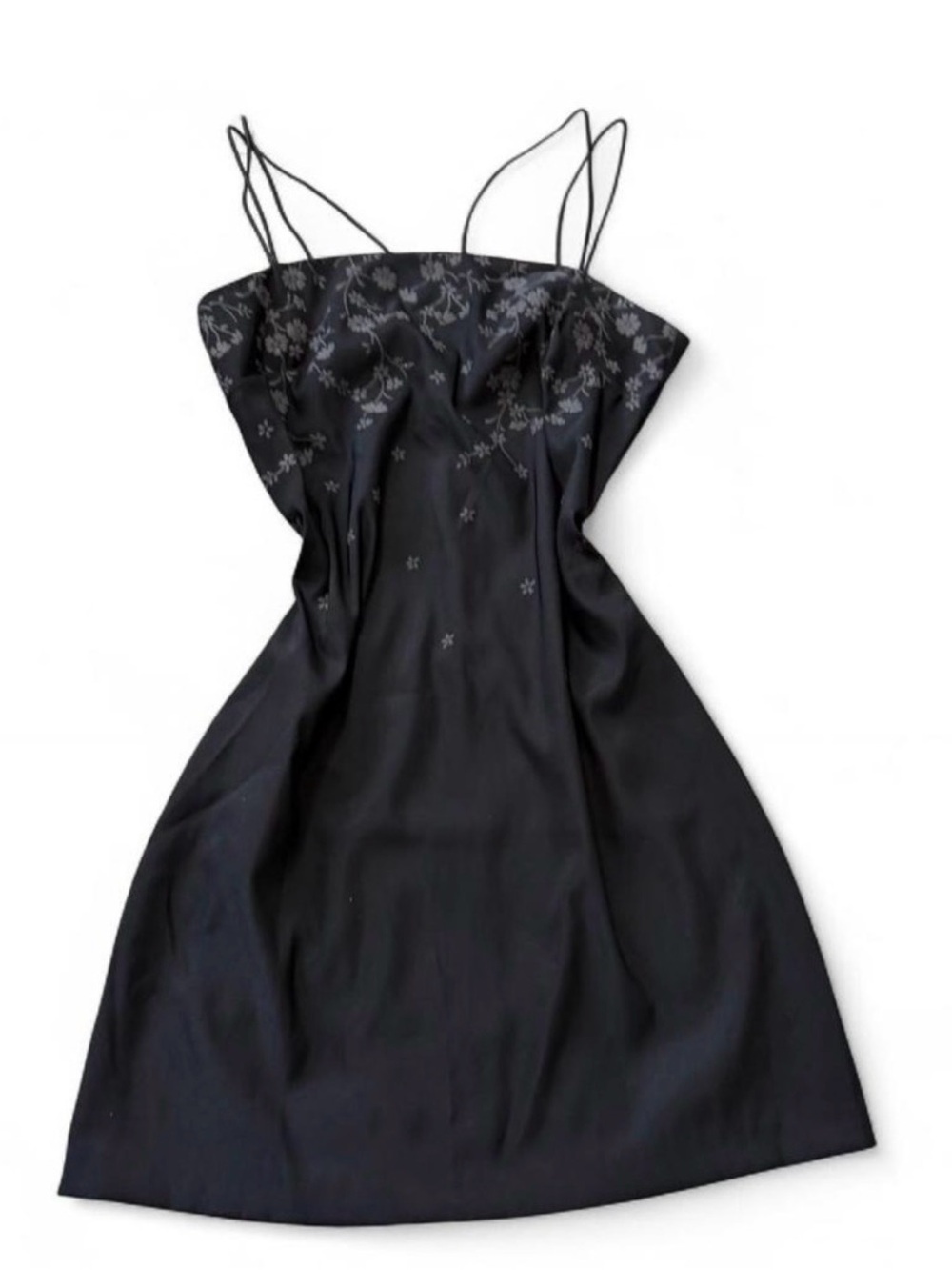 Vintage 90s Y2K Byer Too! Black Floral Jacquard Spaghetti Strap Mini Slip Dress